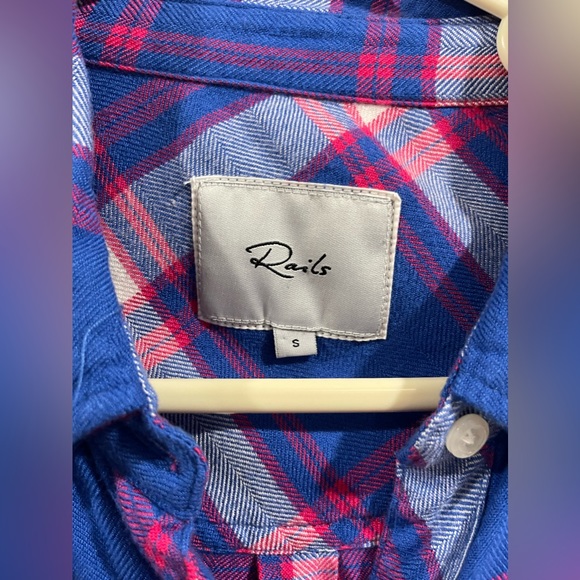 Rails blue red & white button up small - Picture 2 of 3
